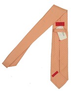 NEW $295 Isaia Pure Silk 7 Fold Tie!  Light Orange with Creme Polka Dots - $177.78 CAD