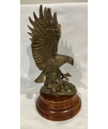 Vintage Landing Brass Eagle Statue Sculpture Figurine 9.75” Tall - £22.26 GBP