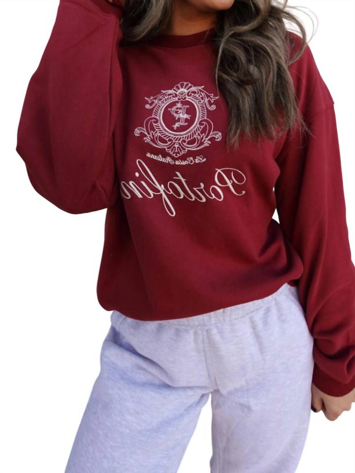 Dress Forum Portofino Wine Embroidered Sweatshirt Size L - $34.65