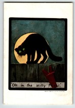 Halloween Postcard Black Cat On Fence Full Moon Ullman Series 138 Unused 1909 - £68.87 GBP
