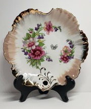 Vintage 8 1/4&quot; Ceramic/Porcelain Round Bowl with Floral Pattern and Gold... - £17.26 GBP