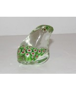 LOVELY MURANO STYLE ART GLASS GREEN RED MILLEFIORI FROG 2&quot; PAPERWEIGHT/F... - $27.06 CAD