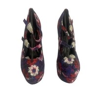 Qupid Penelope-04 Floral Platform Heels Multi-Color Size 6 Faux Suede - $434.05 MXN