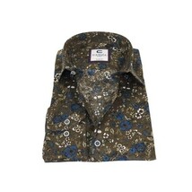 Men's Shirt By CASILA Turkey Cotton Blend Long Sleeves 501660-02 Olive Floral image 3