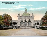 Memorial Hall Fairmount Park Philadelphia PA UNP DB Postcard N20 - £2.33 GBP