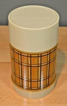 Vintage Aladdin Best Buy Thermos Bottle Wide Mouth Pint Tan Brown Red Plaid - £11.79 GBP