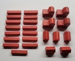Settlers of Catan Replacement Set of 23 Red Wooden Cities, Roads &amp; Settl... - $9.89