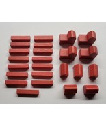 Settlers of Catan Replacement Set of 23 Red Wooden Cities, Roads &amp; Settl... - £7.90 GBP