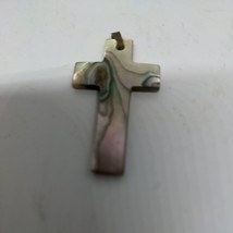 Vintage Carved Mop Mother Of Pearl Religious Cross Pendant - £9.49 GBP