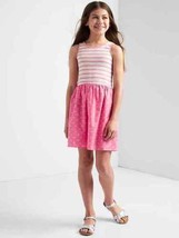 Gap Kids Girl Striped Purple Print Skirt Cotton Scoop Neck Ribbed Tank Dress 12 - $19.79