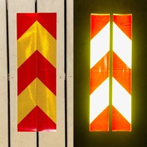 Vertical School Bus Yellow &amp; Red Reflective Chevron Panel (Multiple Size... - $62.69+
