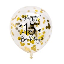 Gold 15Th Confetti Latex Balloons, Girls Or Boys Happy 15 Years Birthday Party B - £17.93 GBP