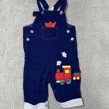 Vintage Blue Kids Corduroy Railroad Overalls With Train Applique- Sz 3t - $20.90