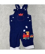 Vintage Blue Kids Corduroy Railroad Overalls With Train Applique- Sz 3t - $28.65 CAD