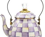 Mackenzie-Childs Purple-and-White Violet Check Tea Kettle 2 Qt New Free Shipping - $149.95