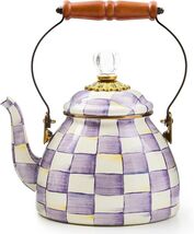 Mackenzie-Childs Purple-and-White Violet Check Tea Kettle 2 Qt New - $149.95