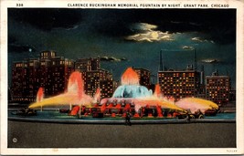 Clarence Buckingham Memorial Fountain Night Grant Park Chicago IL Postcard PC133 - £3.98 GBP