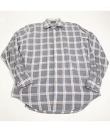 Thomas Dean Mens Button Up Shirt Checkered Purple Gray Size L Long Sleeve - $17.82 CAD