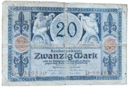 GERMANY 20 MARK REICHSBANKNOTE 1915 VERY RARE NO RESERVE - £7.56 GBP