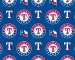 Cotton Texas Rangers on Blue MLB Baseball Sports Team Fabric Print BTY D... - $13.95