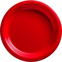 Amscan Red, Big Party Pack, Round Plastic Plates 10.25&quot;, 50 Per Pack - £28.05 GBP