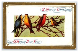 Singing Birds On Branch Merry Christmas Happy New Year Unused DB Postcard U11 - £3.91 GBP