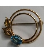 Krementz© Blue Topaz Double Circle Brooch #C23-0326-01 - $474.55 MXN