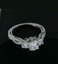 1.50Ct Simulated Diamond 14k White Gold Plated Filigree Vintage Engagement Ring - £98.85 GBP