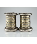 Pair of Large Silver and Brass Bangle Arm Cuffs Gorgeous Heavy - $1,122.66