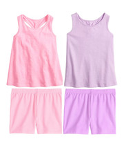 NEW Toddler Girls Knit Shorts &amp; Knot Back Tank Set sz 12 months purple o... - £6.72 GBP