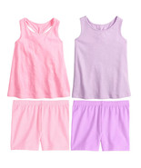 NEW Toddler Girls Knit Shorts &amp; Knot Back Tank Set sz 12 months purple o... - £7.03 GBP