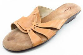 Clarks Size 9.5 M Brown Slide Leather Women Sandal Shoes - £15.76 GBP