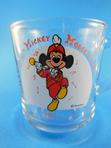 Disney Mickey Mouse 1955 with Mickey Marching Clear Glass Mug Cup USA Vi... - $7.42