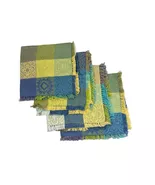 WC Designs Mosaic Blue Green Cotton 4pc Fringed Napkin Set - $36.00