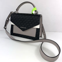 Michael Kors Ludlow Satchel Brown Crossbody Bag Signature White Gray Lea... - $118.79