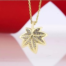 14k Yellow Gold Over 2.30 Ct Simulated Diamond Leaf Pendant Christmas Gift - £60.28 GBP