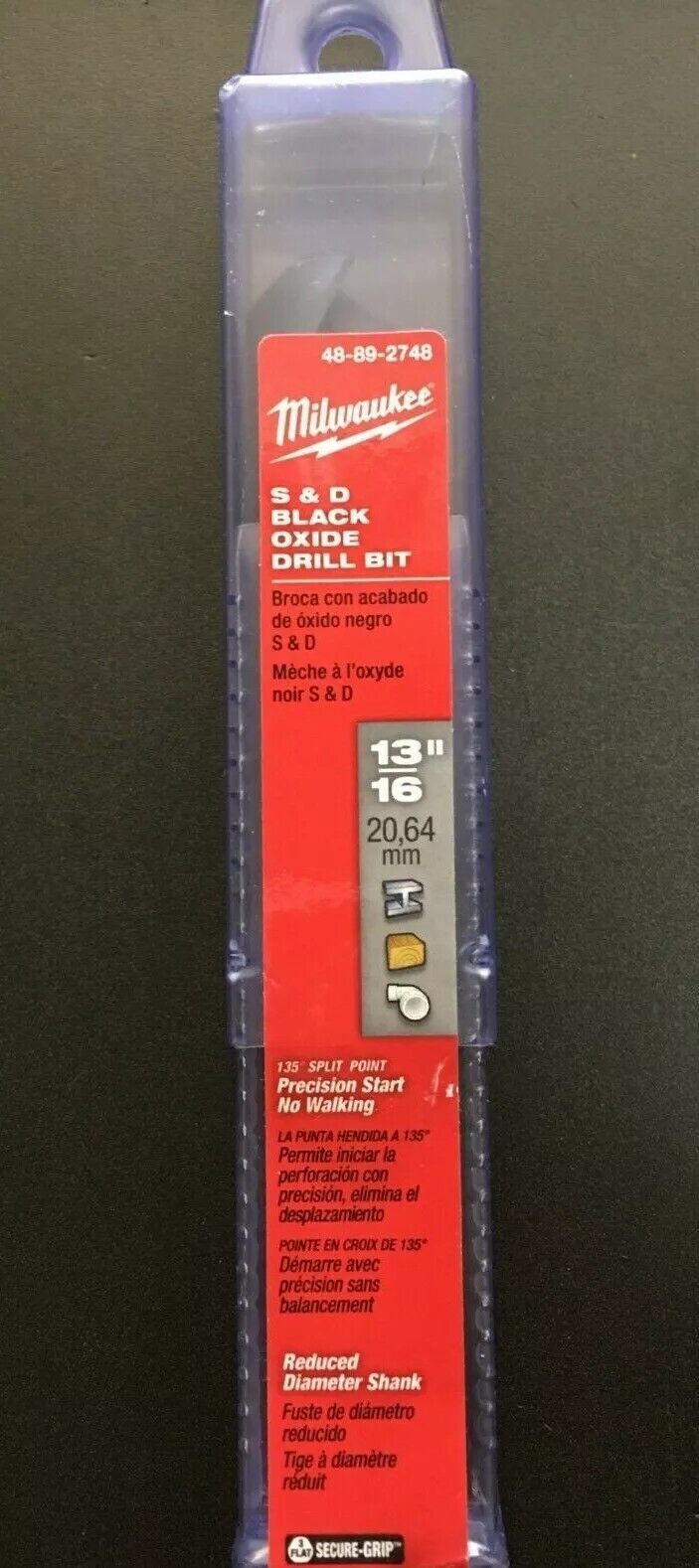 Drill Bit Milwaukee 13/16" 20.64mm 48-89-2748 S&D Black Oxide - $9.89