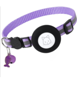 Cat air tag holder collar purple adjustable breakaway buckle reflective - £5.17 GBP