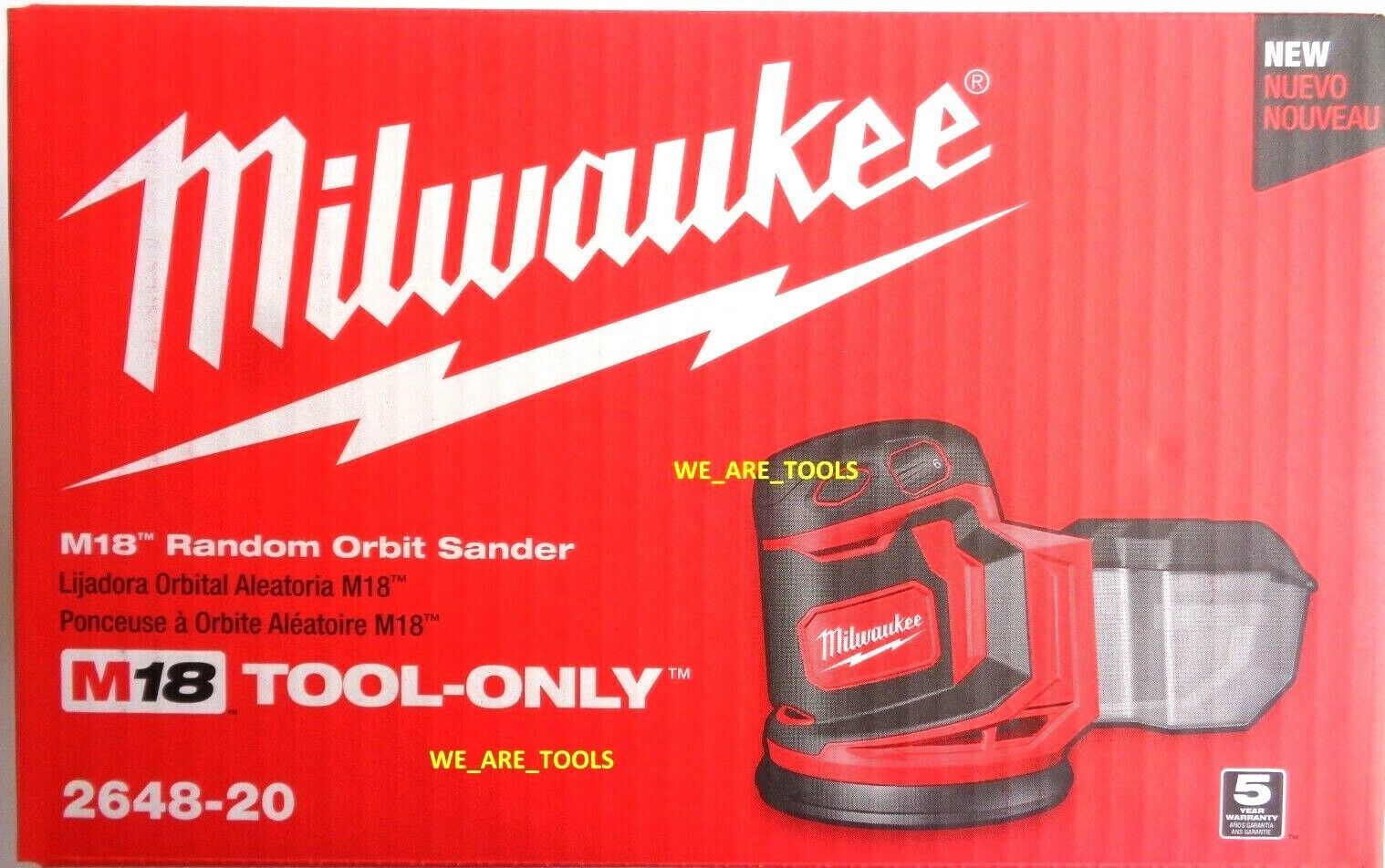 NEW IN BOX Milwaukee Sander 2648-20 Cordless 5" Random Orbital M18 18 Volt 18V - £129.37 GBP