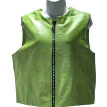 SAGUARO WEST Vest Green Leather Rhinestone Zipper Women&#39;s Size XL - £24.77 GBP