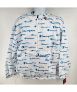 Champion Script All Over Print Windbreaker Jacket Size XL Blue White - £33.98 GBP