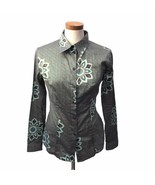 Livio De Simone Italy Women&#39;s Blouse Top Button Up Floral Scroll Print S... - $69.92