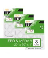 Pack of 3 HDX 20&quot; x 30&quot; x 1&quot; Standard Pleated Furnace Air Filter FPR 5, ... - $21.57 CAD