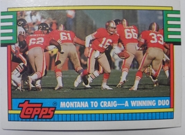 San Francisco 49&#39;ers Topps NFL Football Card Montana to Craig #515 VG 1990  - £7.63 GBP