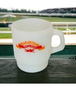 Vintage Saratoga Sunrise Horse Race Anchor Hocking Coffee Cup White Milk... - £8.86 GBP
