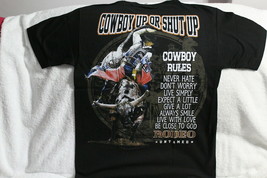 Cowboy Rules Bull Rider Rodeo Untamed Cowboy Up Or Shut Up T-SHIRT - £9.08 GBP