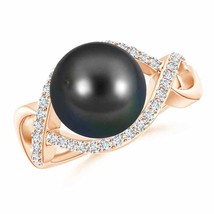 ANGARA Tahitian Pearl Infinity Ring with Diamonds for Women in 14K Solid Gold - £936.66 GBP