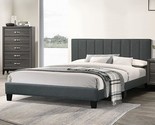 Charcoal Polyfiber Upholstered Cal. King Size Bed - $646.99