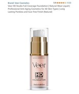 Veer Cosmetics Liquid HD Studio Foundation Natural 0.68 fl oz 20ml New S... - $54.41 CAD