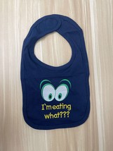 I&#39;m eating what?!? funny embroidered cotton baby bib - £4.82 GBP